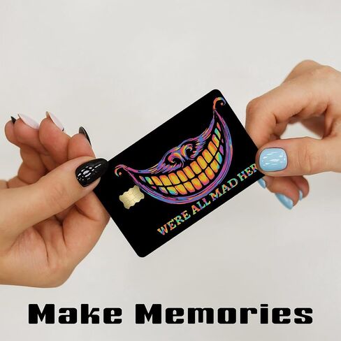 We’re All Mad Here Credit Card Skin – Trippy Rainbow Smile Face Cover – Funny Card Sticker for Bank Cards & IDs – Anti-Scratch UV Print – Fits All Standard Cards in Saudi Arabia