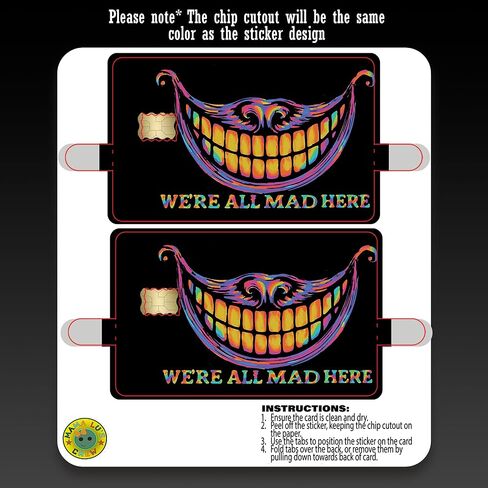 We’re All Mad Here Credit Card Skin – Trippy Rainbow Smile Face Cover – Funny Card Sticker for Bank Cards & IDs – Anti-Scratch UV Print – Fits All Standard Cards in Saudi Arabia