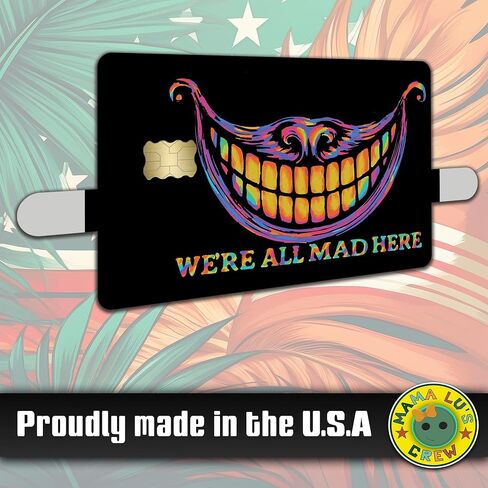 We’re All Mad Here Credit Card Skin – Trippy Rainbow Smile Face Cover – Funny Card Sticker for Bank Cards & IDs – Anti-Scratch UV Print – Fits All Standard Cards in Saudi Arabia