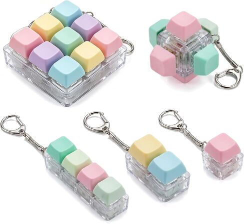 5 Pack Keyboard Fidget Toy Keychain – Real Clicking Sound Stress Relief Toy for Adults, Portable Anxiety Relief with Keychain Lanyard, Focus Tool for Work & Study (Multicolor) in Saudi Arabia