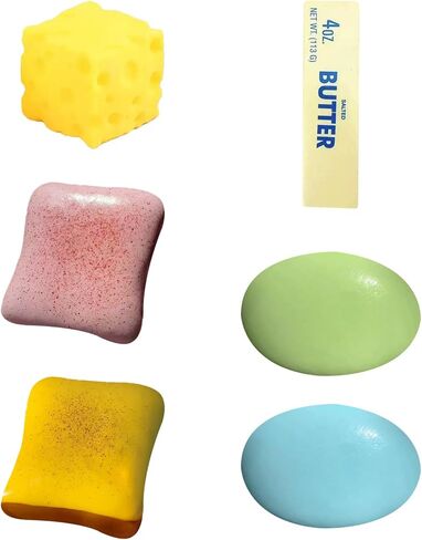 6 Pack Squishy Food Set，Cheese & Butter & Bread Squishy，Slow Rising for Stress Relief & ADHD in Kuwait