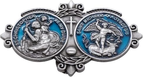 VILLAGE GIFT IMPORTERS Catholic Car Visor Clip with Saint Christopher and Saint Michael in Kuwait