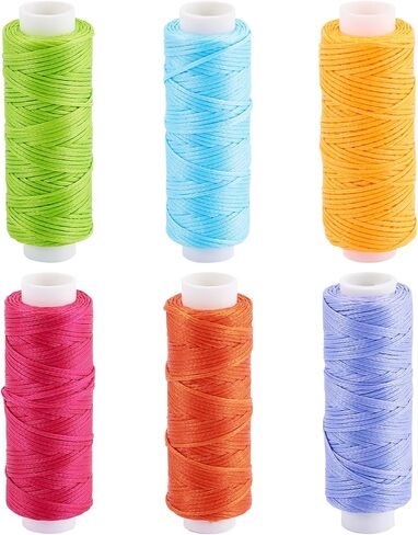 Craftdady 6 Rolls 0.5 mm Waxed Cords 6 Colors Beading Jewelry String Braided Bracelet Thread Kumihimo Crafting String Rope for Friendship Bracelet Necklace Jewelry Making, Total 196.86 Yards in Kuwait