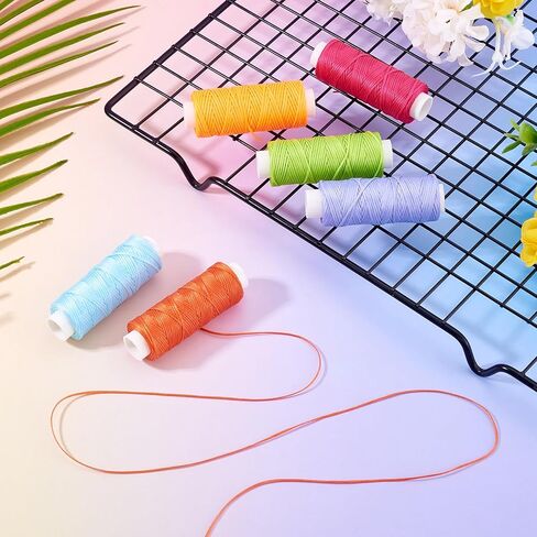 Craftdady 6 Rolls 0.5 mm Waxed Cords 6 Colors Beading Jewelry String Braided Bracelet Thread Kumihimo Crafting String Rope for Friendship Bracelet Necklace Jewelry Making, Total 196.86 Yards in Kuwait