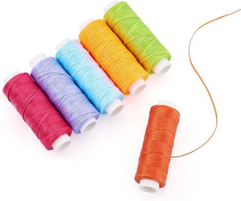 Craftdady 6 Rolls 0.5 mm Waxed Cords 6 Colors Beading Jewelry String Braided Bracelet Thread Kumihimo Crafting String Rope for Friendship Bracelet Necklace Jewelry Making, Total 196.86 Yards in Kuwait