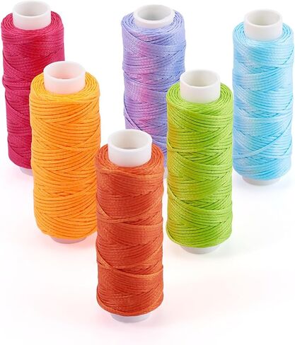 Craftdady 6 Rolls 0.5 mm Waxed Cords 6 Colors Beading Jewelry String Braided Bracelet Thread Kumihimo Crafting String Rope for Friendship Bracelet Necklace Jewelry Making, Total 196.86 Yards in Kuwait