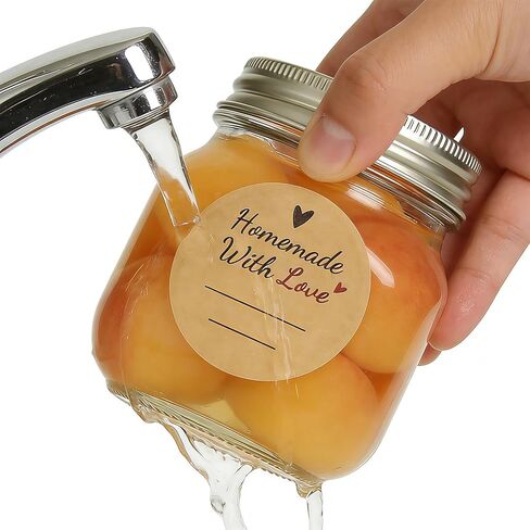600 Pcs Homemade with Love Stickers, 2" Round Canning Labels for Mason Jars, Jam, Jelly, Pickles – with Lines for Writing in Kuwait