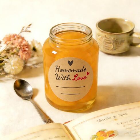 600 Pcs Homemade with Love Stickers, 2" Round Canning Labels for Mason Jars, Jam, Jelly, Pickles – with Lines for Writing in Kuwait