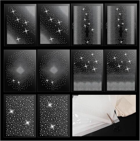 10 Sheets Glitter Iron on Rhinestone Hotfix Sheets, Rhinestones Transfer for Clothing, 5 Style Rhinestone Decals for T Shirts Bags Patches DIY Craft Decor in Saudi Arabia