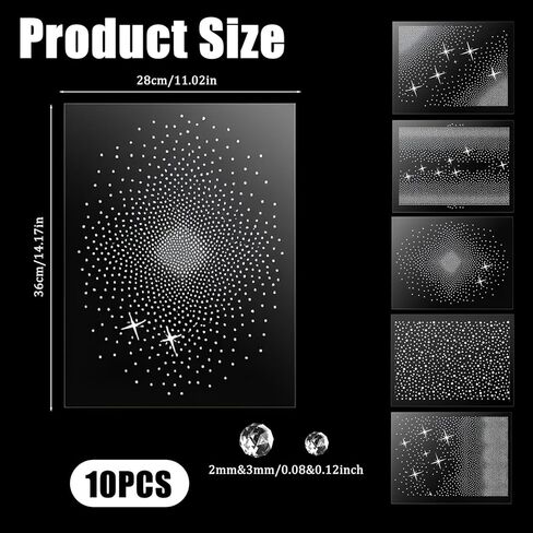 10 Sheets Glitter Iron on Rhinestone Hotfix Sheets, Rhinestones Transfer for Clothing, 5 Style Rhinestone Decals for T Shirts Bags Patches DIY Craft Decor in Saudi Arabia