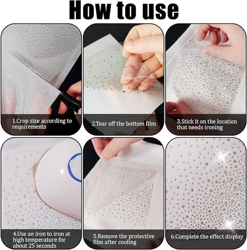 10 Sheets Glitter Iron on Rhinestone Hotfix Sheets, Rhinestones Transfer for Clothing, 5 Style Rhinestone Decals for T Shirts Bags Patches DIY Craft Decor in Saudi Arabia