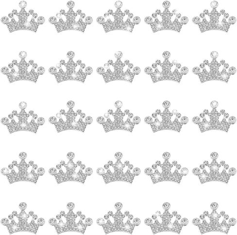 AHANDMAKER 25Pcs Crystal Rhinestone Crown Embellishments, Metal Crown Shaped Flatback Rhinestone Charms Mini Crystal Gemstone Crowns for Jewelry Making DIY Crafts Cellphone Decoratiions in Kuwait