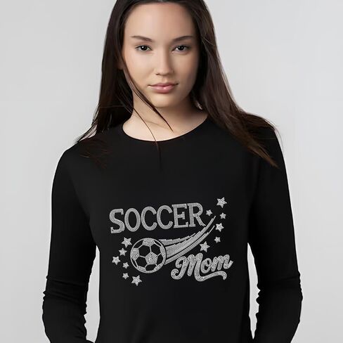 SUPERDANT Soccer Mom Iron on Rhinestones for Clothes Mother Crystal Heat Transfer Stickers Iron on Decals Rhinestone Patches for Woman T-Shirt Clothing Hoodie Jackets DIY Art Craft Gifts in Kuwait