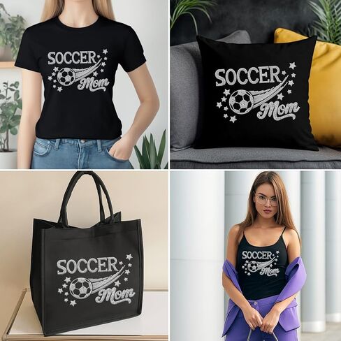 SUPERDANT Soccer Mom Iron on Rhinestones for Clothes Mother Crystal Heat Transfer Stickers Iron on Decals Rhinestone Patches for Woman T-Shirt Clothing Hoodie Jackets DIY Art Craft Gifts in Kuwait