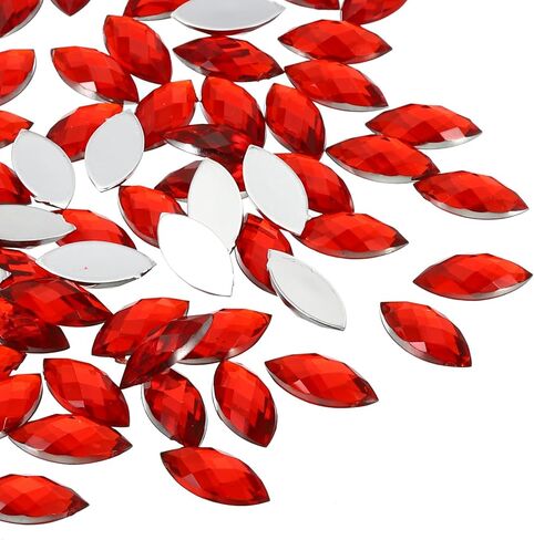 Generic Marquise Gems, 100 Pcs 15x7mm Acrylic Rhinestones Flat Back Navette Horse Eye Crystal Gems for Jewelry Making DIY Craft, Light Red in Kuwait