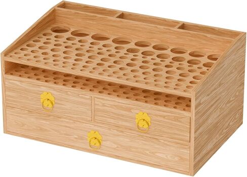 Leather Working Tools and Supplies Holder, 108 Holes, 3 Drawers, Upgraded Hole Layout Design, 3 Deeper Slots, Wooden Leather Crafting Tools Organizer (with More Drawers) in Saudi Arabia