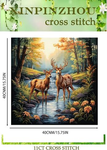 Xinpinzhou Tiger 11ct Cross Stitch Kits, 11 CT Funny Pre Printed Counted Stamped Cross Stitch Embroidery Needlepoint Needlework Patterns Kits for Beginners Adults Animal Crossstitch 40x40 cm in Saudi Arabia