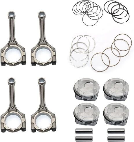 Connecting Rod & Pistons & Rings Kit Compatible For 10-18 Kia Rio Soul Hyundai Accent Veloster 1.6L G4FD G4FC Part# 23041-2B610 23041-2B620 in Saudi Arabia