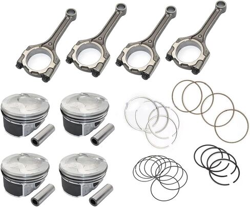 Connecting Rod & Pistons & Rings Kit Compatible For 10-18 Kia Rio Soul Hyundai Accent Veloster 1.6L G4FD G4FC Part# 23041-2B610 23041-2B620 in Saudi Arabia