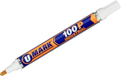 U-Mark 100P Industrial Paint Marker 2mm Bullet Tip, Marks On Rusty Oily Metal Wood Glass Plastic Rubber Concrete, 12 Pack, White in Saudi Arabia