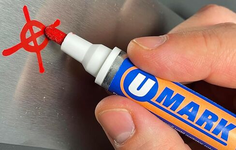 U-Mark 100P Industrial Paint Marker 2mm Bullet Tip, Marks On Rusty Oily Metal Wood Glass Plastic Rubber Concrete, 12 Pack, White in Saudi Arabia