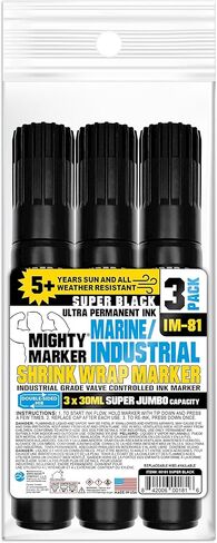 IM-81 Super Jumbo Marine/Industrial Shrink Wrap Marker, 30ml Ink, Valve Action, Reversible Broad Chisel Tip, Waterproof, Weatherproof, and Fade-Resistant, Made in USA - Black 3 Pack in Saudi Arabia