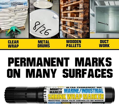 IM-81 Super Jumbo Marine/Industrial Shrink Wrap Marker, 30ml Ink, Valve Action, Reversible Broad Chisel Tip, Waterproof, Weatherproof, and Fade-Resistant, Made in USA - Black 3 Pack in Saudi Arabia