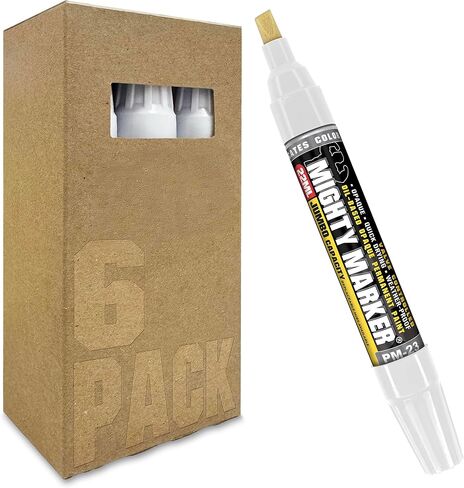 PM-23 Jumbo Paint Marker, Oil-Based Xylene Paint, Quick-Drying, Chisel Tip, Fade-Resistant, Marks Through Rust, Water, and Oil, for Contractors and Welders, 6 Box (White) in Saudi Arabia