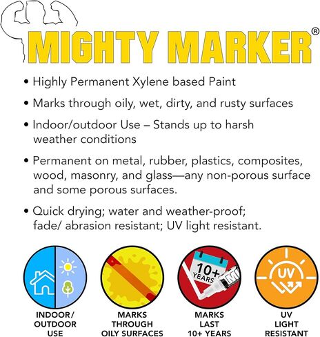 PM-23 Jumbo Paint Marker, Oil-Based Xylene Paint, Quick-Drying, Chisel Tip, Fade-Resistant, Marks Through Rust, Water, and Oil, for Contractors and Welders, 6 Box (White) in Saudi Arabia