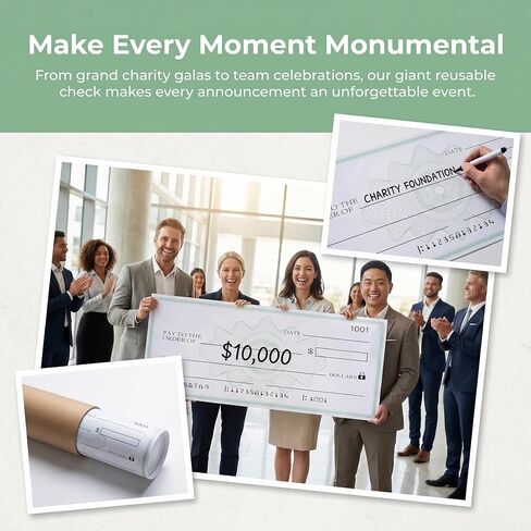 40 * 16Inch 2 Pack X-Large Giant Big Fake Oversized Checks Award for Presentations Soft Reusable Check with Marker in Kuwait