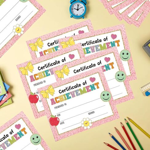 35 Pieces Certificates for Achievement Preschool Graduation Certificate Kindergarten Diploma Pastel Patch Certificate Paper for Children's Student Kid Graduation Ceremony Award in Saudi Arabia