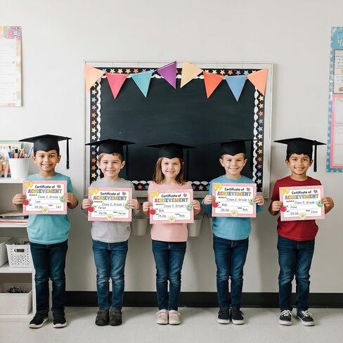 35 Pieces Certificates for Achievement Preschool Graduation Certificate Kindergarten Diploma Pastel Patch Certificate Paper for Children's Student Kid Graduation Ceremony Award in Saudi Arabia