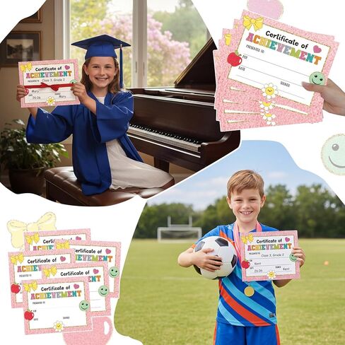 35 Pieces Certificates for Achievement Preschool Graduation Certificate Kindergarten Diploma Pastel Patch Certificate Paper for Children's Student Kid Graduation Ceremony Award in Saudi Arabia