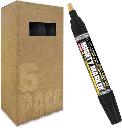 PM-23 Jumbo Paint Marker, Oil-Based Xylene Paint, Quick-Drying, Chisel Tip, Fade-Resistant, Marks Through Rust, Water, and Oil, for Contractors and Welders, 6 Box (White) in Saudi Arabia