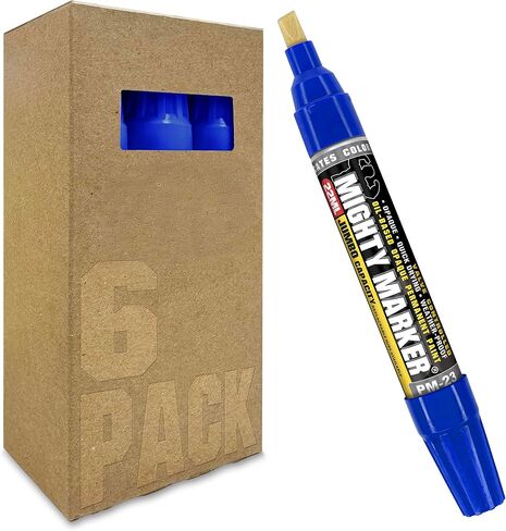 PM-23 Jumbo Paint Marker, Oil-Based Xylene Paint, Quick-Drying, Chisel Tip, Fade-Resistant, Marks Through Rust, Water, and Oil, for Contractors and Welders, 6 Box (White) in Saudi Arabia