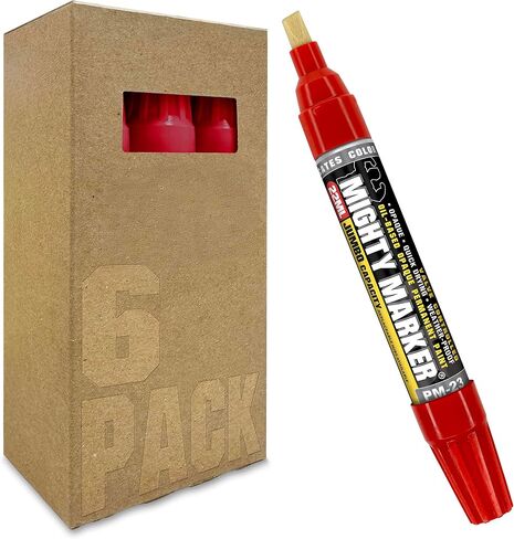 PM-23 Jumbo Paint Marker, Oil-Based Xylene Paint, Quick-Drying, Chisel Tip, Fade-Resistant, Marks Through Rust, Water, and Oil, for Contractors and Welders, 6 Box (White) in Saudi Arabia
