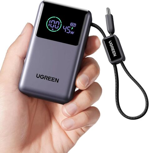 بنك الطاقة UGREEN Nexode Pro بقدرة 10,000 مللي أمبير في الساعة بقدرة 45 وات، شاحن محمول صغير الحجم، كابل USB-C مدمج، حزمة بطارية شحن فائقة السرعة PD مع شاشة رقمية لهاتف iPhone 17/16 Pro Max Air/Galaxy S25 Ultra in Saudi Arabia