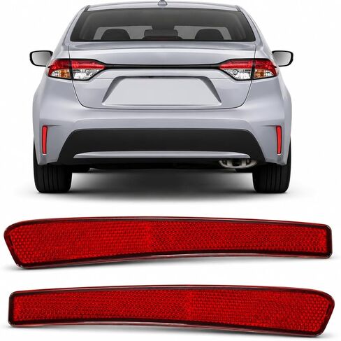 Rear Bumper Reflector Pair Fit for Toyota Corolla 2020-2025, Driver and Passenger Side Red Rear Reflex Reflector Panels, Direct Replacement, Replaces 81920-02140 81910-02200, 2PCS AM-CR20B06L+R in Kuwait
