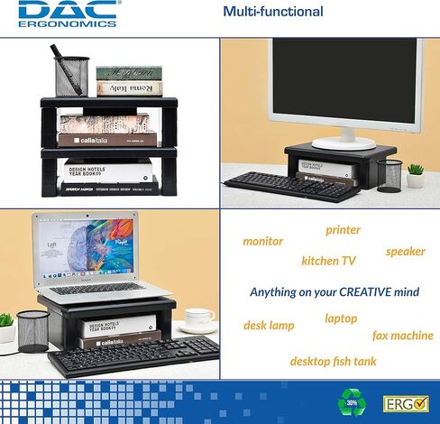 DAC STAX Monitor Riser, Ultra-Sturdy Adjustable Desktop Computer Monitor Stand, Supports up to 66 Pounds, Medium Size in Saudi Arabia