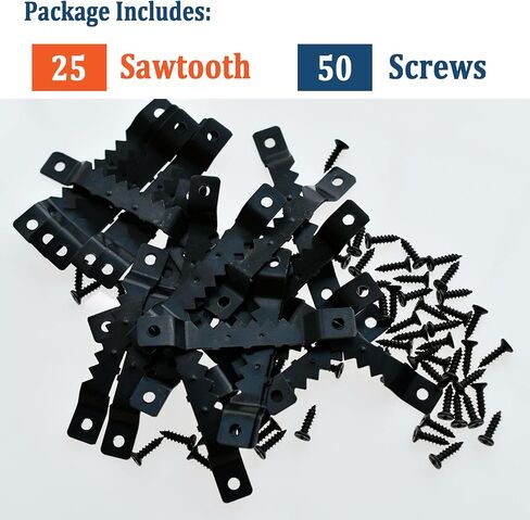 Thickened Sawtooth Picture Hangers, Supports 25kg, 25pcs Sawtooth Hangers Heavy Duty and 50pcs Screws, Picture Hangers for Hanging Photos Artwork Canvas Clock in Saudi Arabia