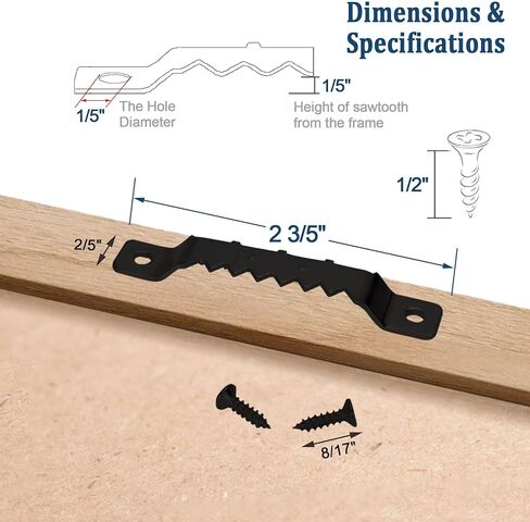 Thickened Sawtooth Picture Hangers, Supports 25kg, 25pcs Sawtooth Hangers Heavy Duty and 50pcs Screws, Picture Hangers for Hanging Photos Artwork Canvas Clock in Saudi Arabia