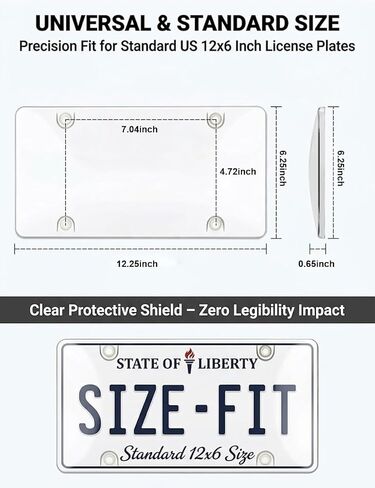 2 Pack Clear License Plate Protector, Unbreakable Plastic License Plate Shield for Standard US License Plates, 12x6 Inch Clear License Plate Cover with Mounting Screws & Caps Kit in Kuwait