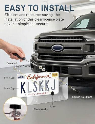 2 Pack Clear License Plate Protector, Unbreakable Plastic License Plate Shield for Standard US License Plates, 12x6 Inch Clear License Plate Cover with Mounting Screws & Caps Kit in Kuwait