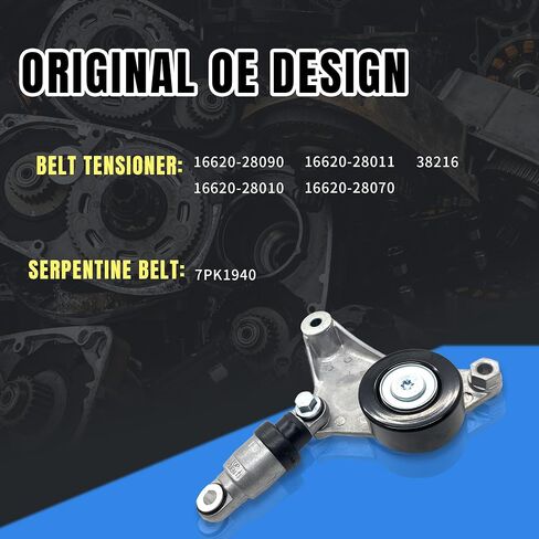 Drive Belt Tensioner 38216 Fit for Toyota Camry 2002-2006, Highlander 2001-2007, RAV4 2001-2005 Solara 2002-2006, for Scion tC 2005-2010, Replace# 166200W110, 1662028010 in Saudi Arabia