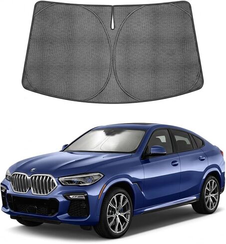Proadsy Windshield Sun Shade Custom Fit BMW X6 2020-2026 Ice Crystal Black Front Window Sunshade UV and Heat Blocker Foldable Visor Keeps Car Cooler for Summer Parking and Daily Use in Saudi Arabia