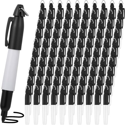 Kifmurase 100Pcs Mini Permanent Markers with Golf Keychain Clips for Nurses Badge, Medium Point Ink Pens, Dry Erase Marker, Badge Markers with Key Ring for Office, School, Nurses Supplies in Saudi Arabia