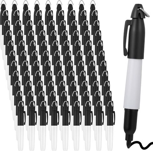 Kifmurase 100Pcs Mini Permanent Markers with Golf Keychain Clips for Nurses Badge, Medium Point Ink Pens, Dry Erase Marker, Badge Markers with Key Ring for Office, School, Nurses Supplies in Saudi Arabia