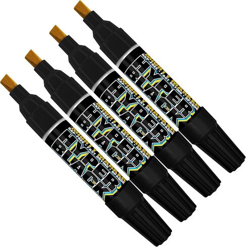 Hyper Black PM-130 Shorty - Industrial Paint Marker - 17ML - True Black High Visibility Permanent Paint Pen for All Non-Porous Surfaces - Valve Action Chisel Tip in Saudi Arabia