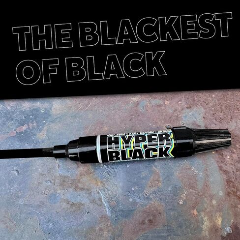 Hyper Black PM-130 Shorty - Industrial Paint Marker - 17ML - True Black High Visibility Permanent Paint Pen for All Non-Porous Surfaces - Valve Action Chisel Tip in Saudi Arabia
