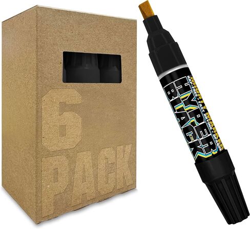 Hyper Black PM-130 Shorty - Industrial Paint Marker - 17ML - True Black High Visibility Permanent Paint Pen for All Non-Porous Surfaces - Valve Action Chisel Tip in Saudi Arabia